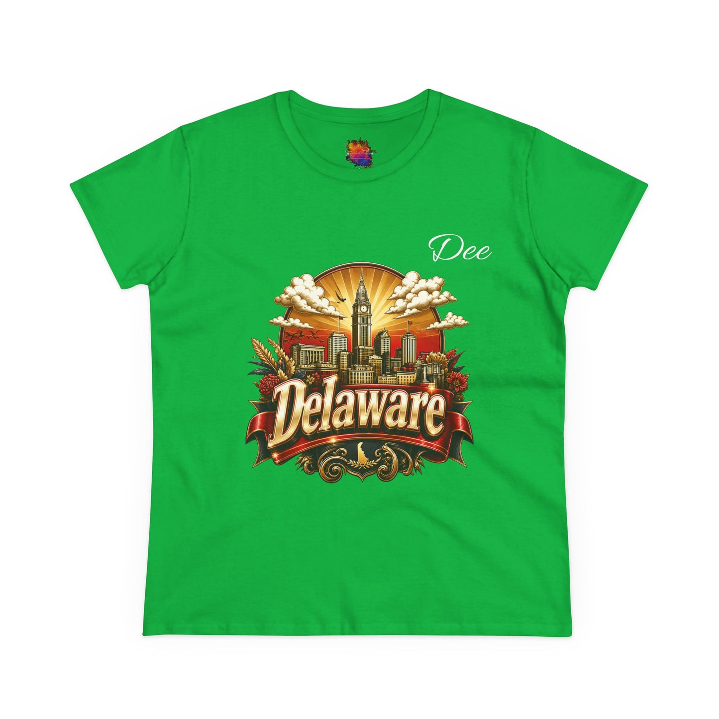 Delaware Retro Skyline Tee — Vintage State Pride Women's T‑Shirt