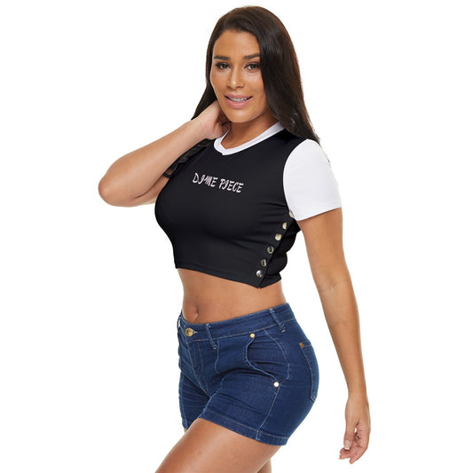 DIME PIECE Side Button Cropped Tee PINK