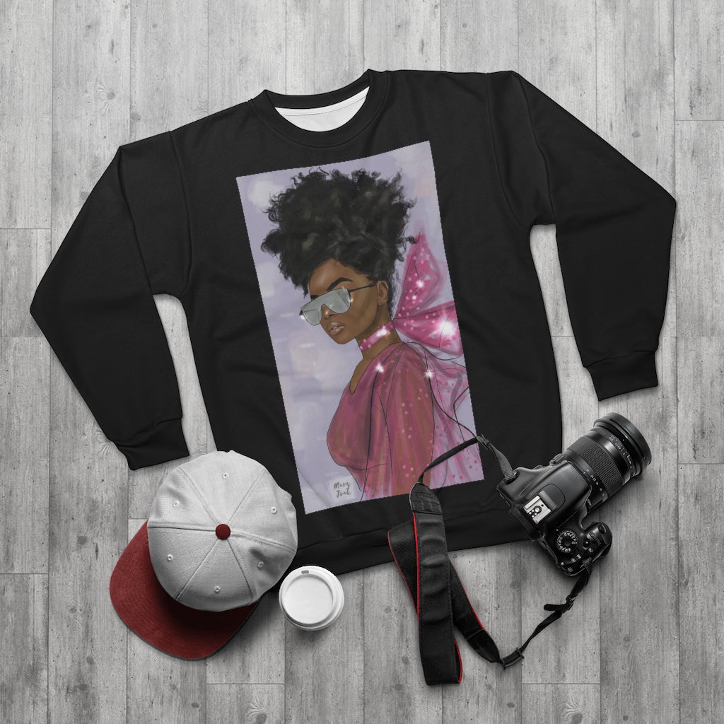 ANGEL DIVA.. (BLACK) .. AOP Unisex Sweatshirt