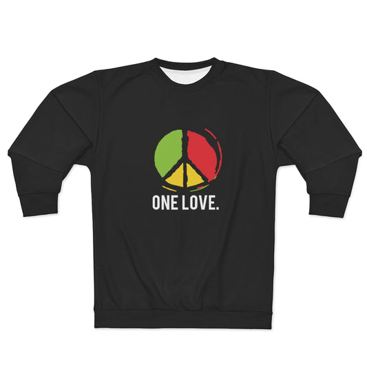 ONE LOVE. (BLACK) .. AOP Unisex Sweatshirt