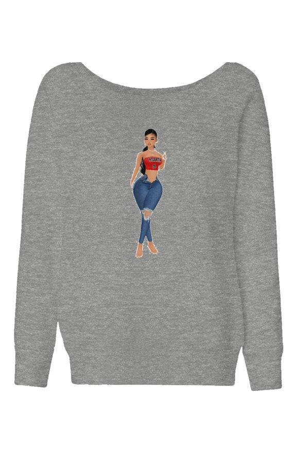 Shawty Atl Womens Wide Neck Sweatshirt