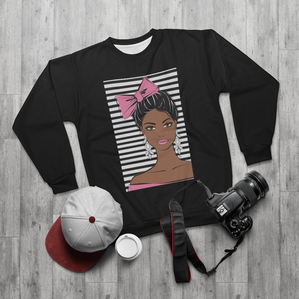 MS.BOW TIED.. (BLACK) .. AOP Unisex Sweatshirt