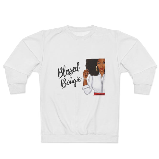BLESSED & BOUGIE.. (WHITE) .. AOP Unisex Sweatshirt