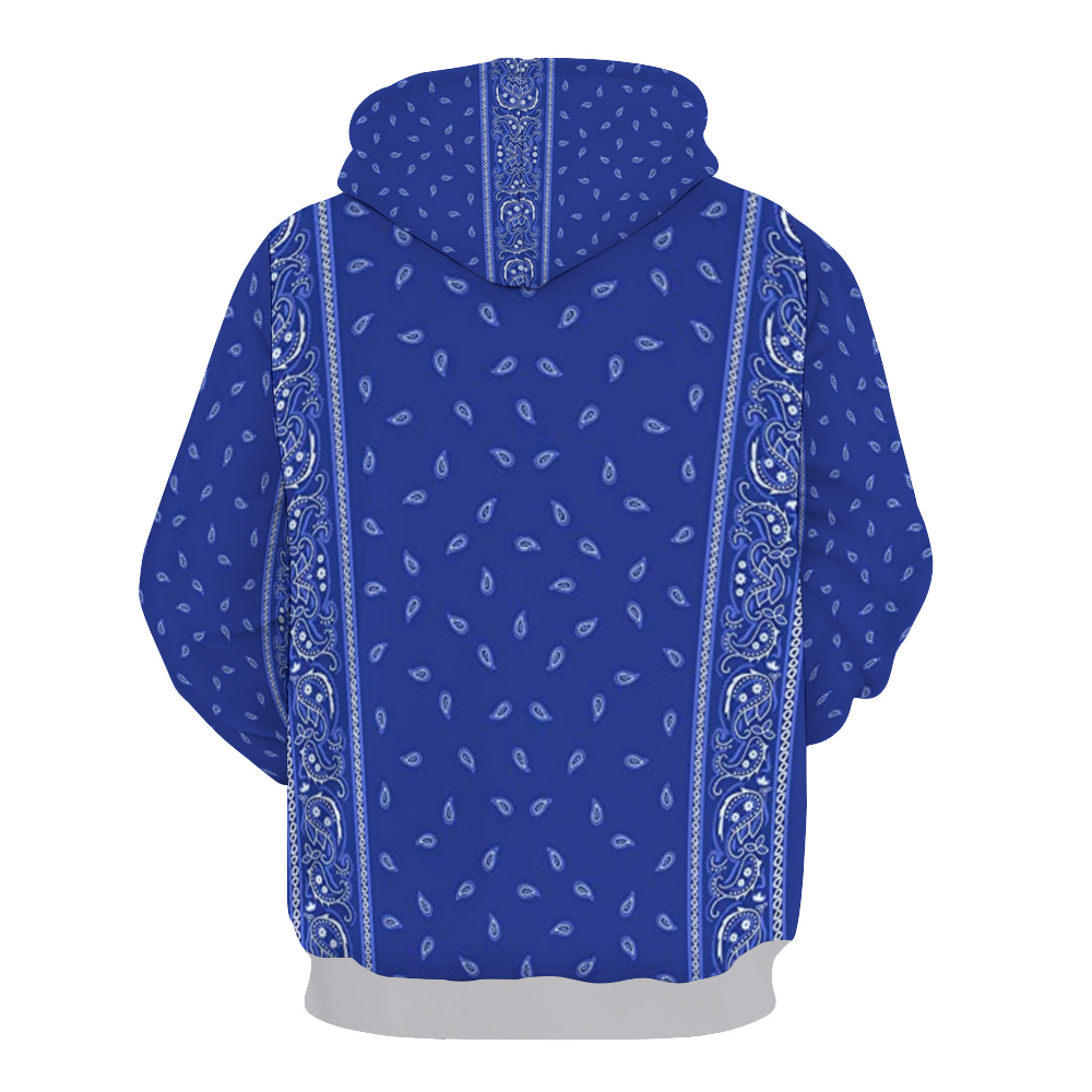 Blue Bandana Unisex All Over Print Hoodie with Pockets