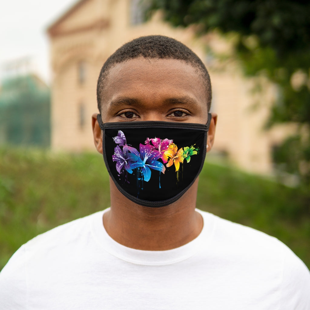 Flowers in the Dark (BLACK)'.. Fabric Face Mask