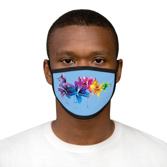 Flowers in the Dark (BLUE)'.. Fabric Face Mask