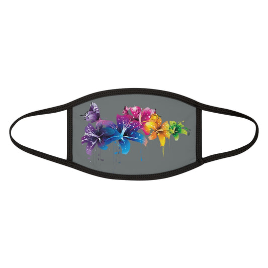 Flowers in the Dark (GRAY)'.. Fabric Face Mask