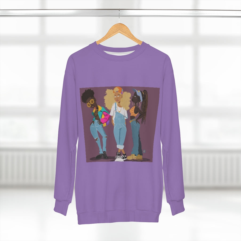 WE CUTE OR WHATEVA .. (LAVENDAR) .. AOP Unisex Sweatshirt