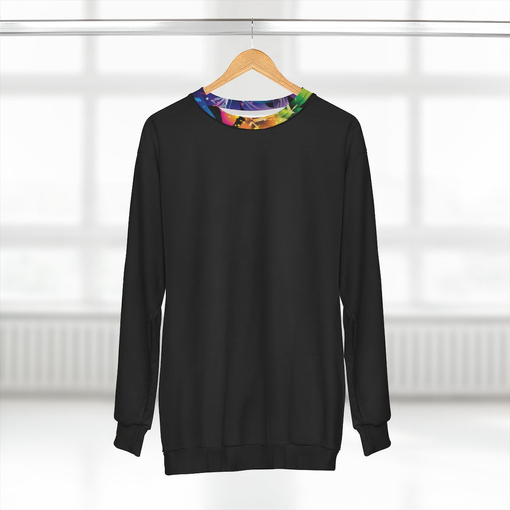 Flowers in the Dark (BLACK) .. AOP Unisex Sweatshirt