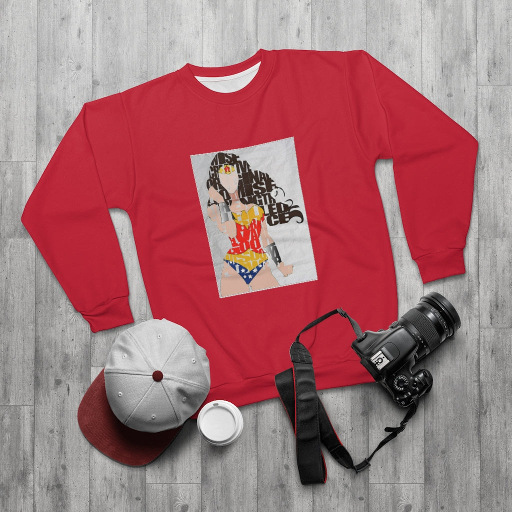 SHE'S A WONDER .. (RED) .. AOP Unisex Sweatshirt