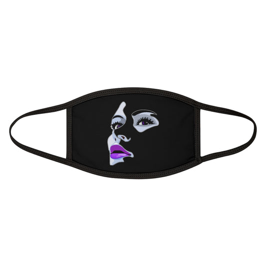 Purple Lips (BLACK)'.. Fabric Face Mask