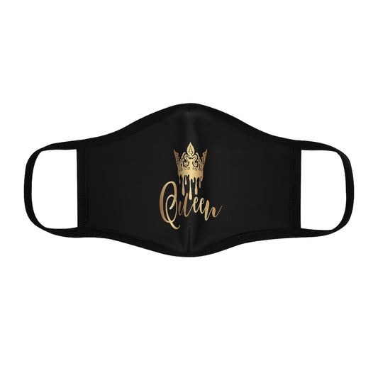 QUEEN.. (BLACK&GOLD) Fitted Polyester Face Mask
