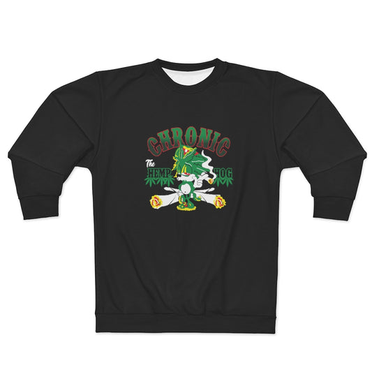 THE HEMP HOG CHRONIC . (BLACK) .. AOP Unisex Sweatshirt
