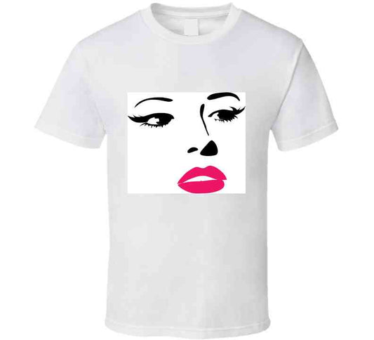 Pink Lips And Lashes Ladies T Shirt