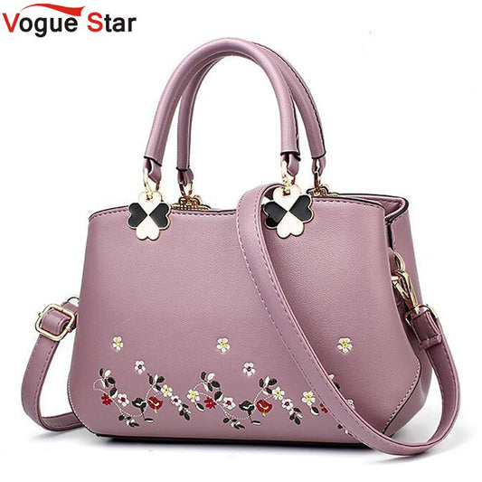 THCNJ Women Leather Handbag/Tote Bag Leather Shoulder Bag Embroidery Flower