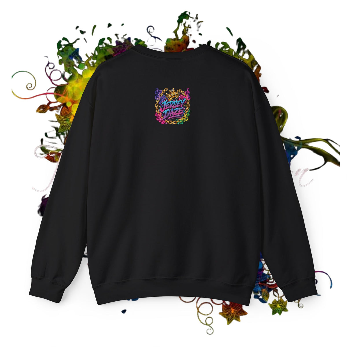 Jersey Daze Logo  Colorful Crown Graphic Crewneck Sweatshirt