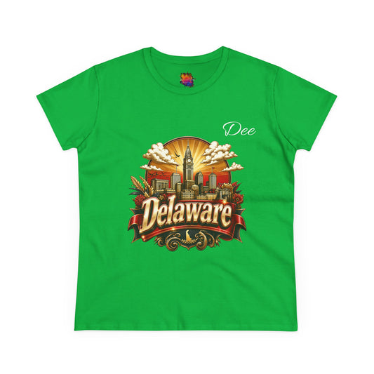 Delaware Retro Skyline Tee — Vintage State Pride Women's T‑Shirt