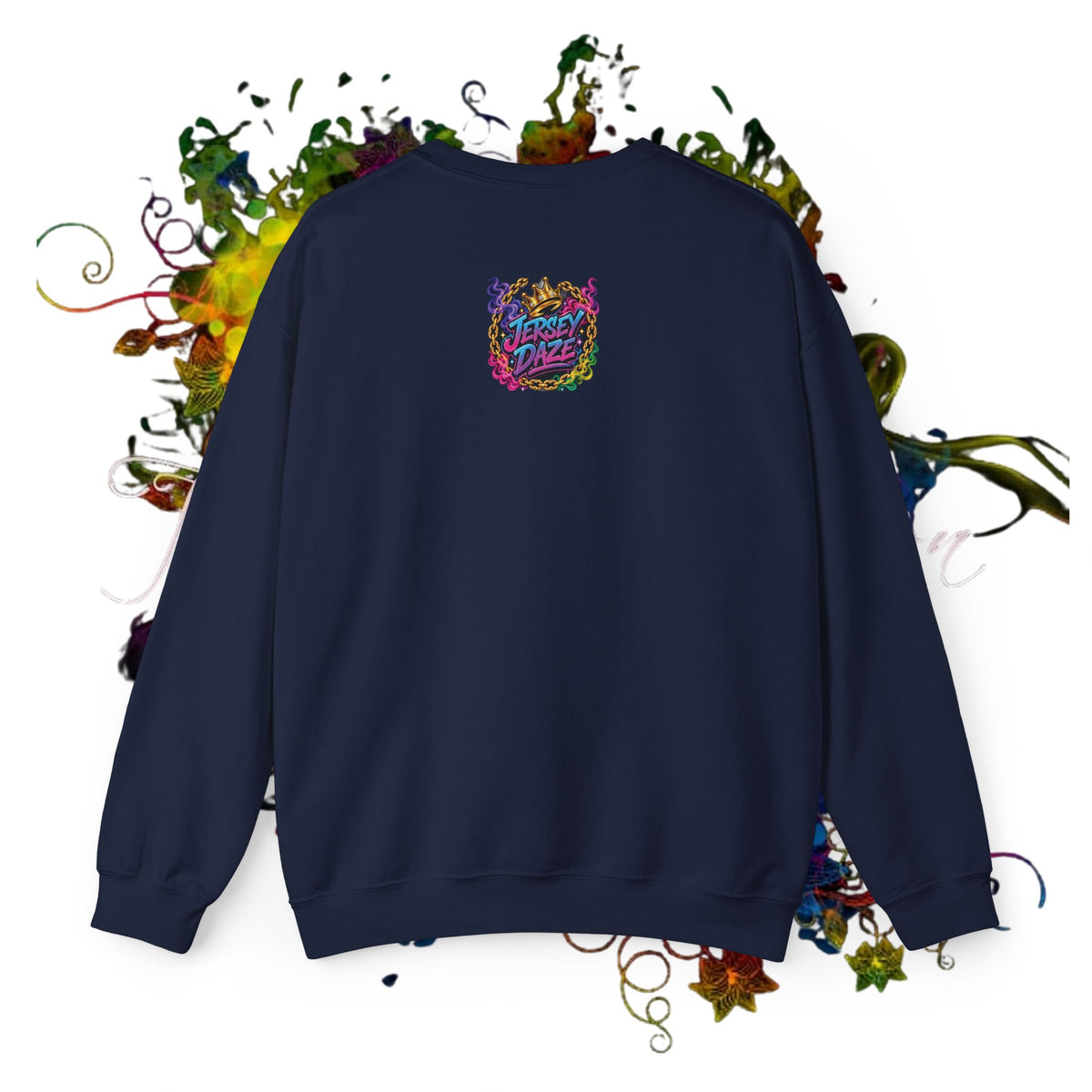 Jersey Daze Logo  Colorful Crown Graphic Crewneck Sweatshirt