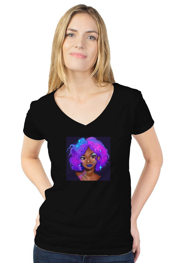 Brown Galaxy Womens Tultex V -neck