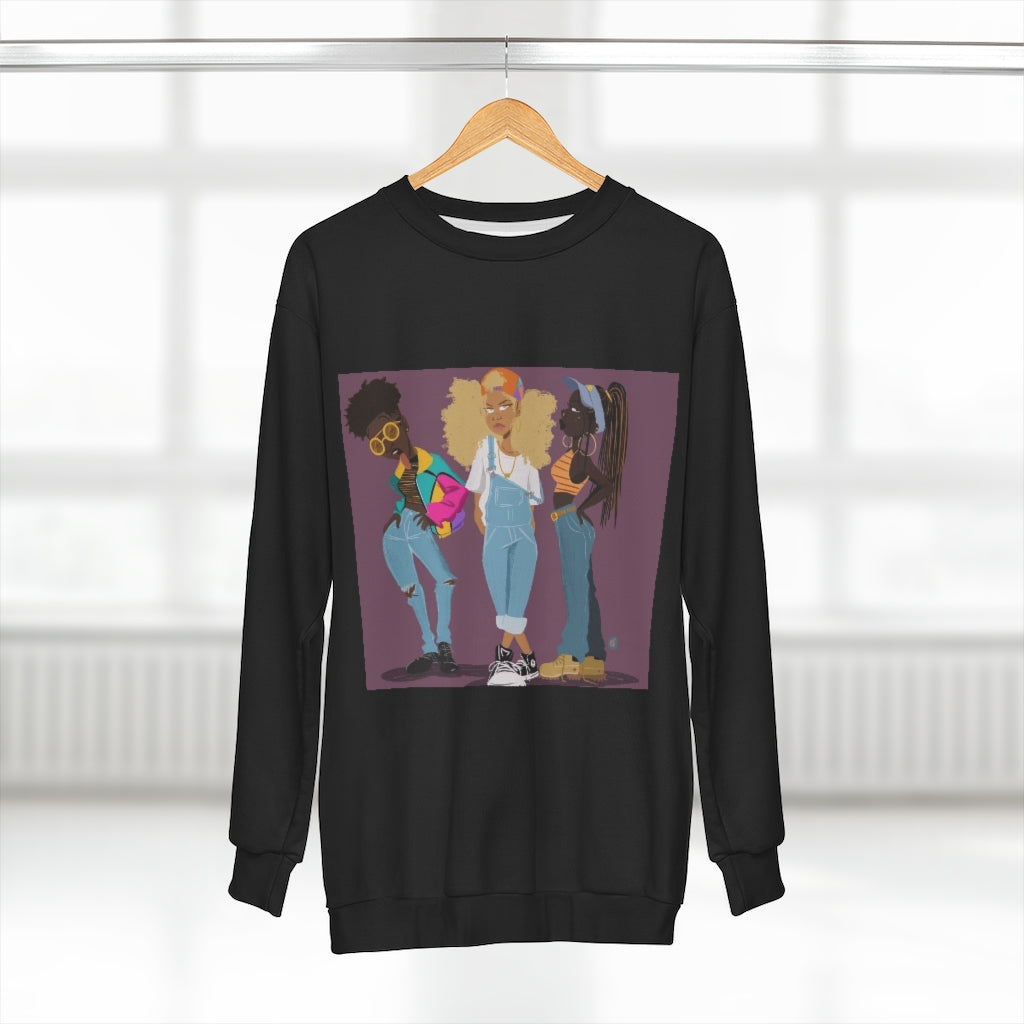 WE CUTE OR WHATEVA .. (BLACK)  ..  AOP Unisex Sweatshirt