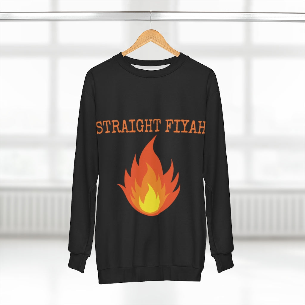 STRAIGHT FIYAH  (BLACK)  ..  AOP Unisex Sweatshirt