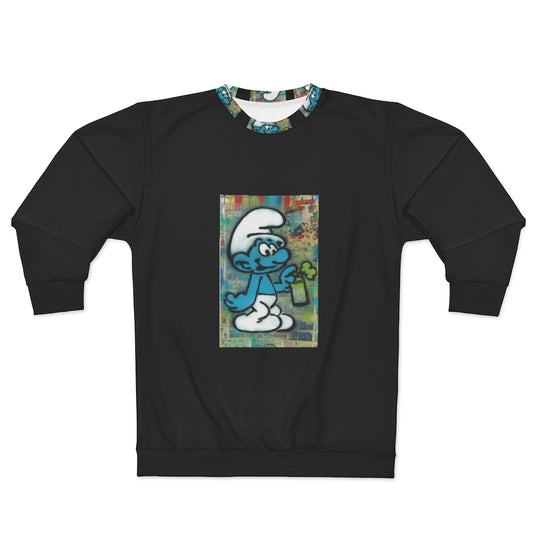 THROWBACK BLUE CARTOONS (BLACK)  ..  AOP Unisex Sweatshirt