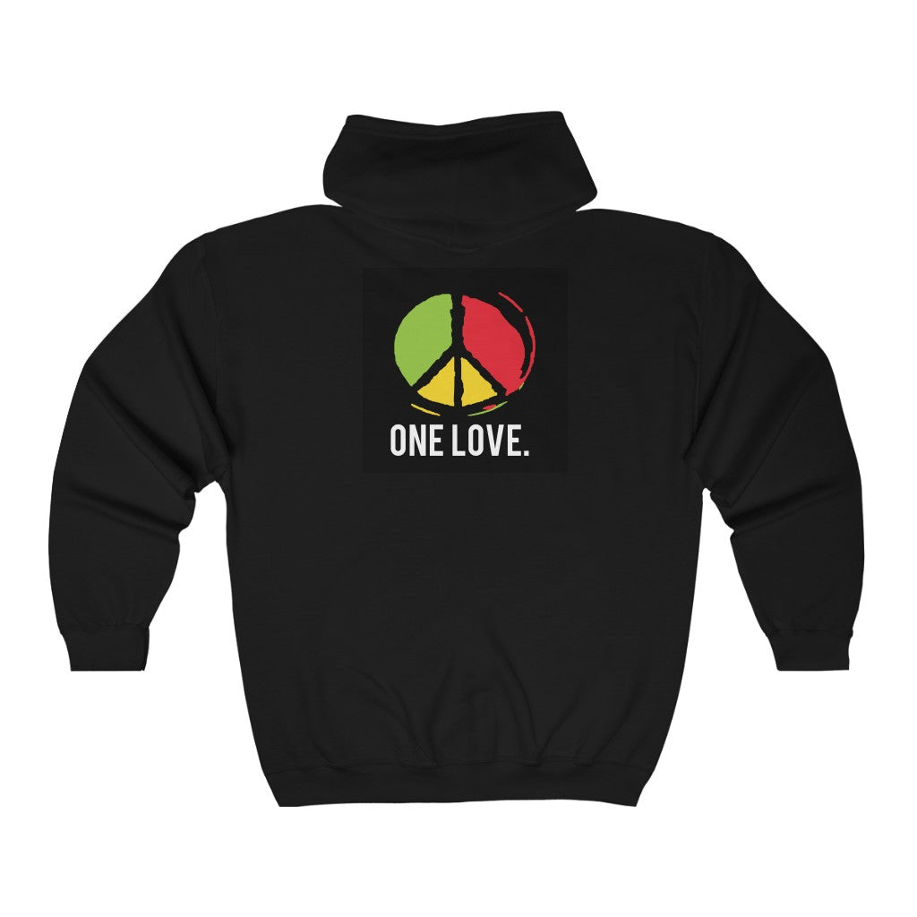 ONE LOVE. Unisex Heavy Blend™ Full Zip Hooded Sweatshirt