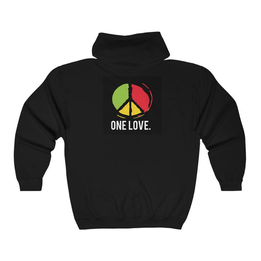 ONE LOVE. Unisex Heavy Blend™ Full Zip Hooded Sweatshirt