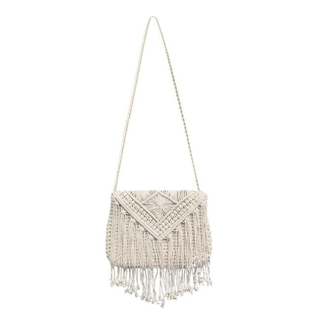 THC Straw Bag Women Messenger Shoulder Bag Popular Summer Cotton Rope Hollow Tassel Tote Women Knitting Crossbody Bags Handbag